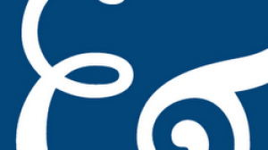 White Poets & Writers ampersand logo on blue background