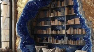 bookshelf blue