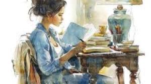 Woman writing at a desk