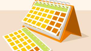 An illustration of a spiral bound desk calendar